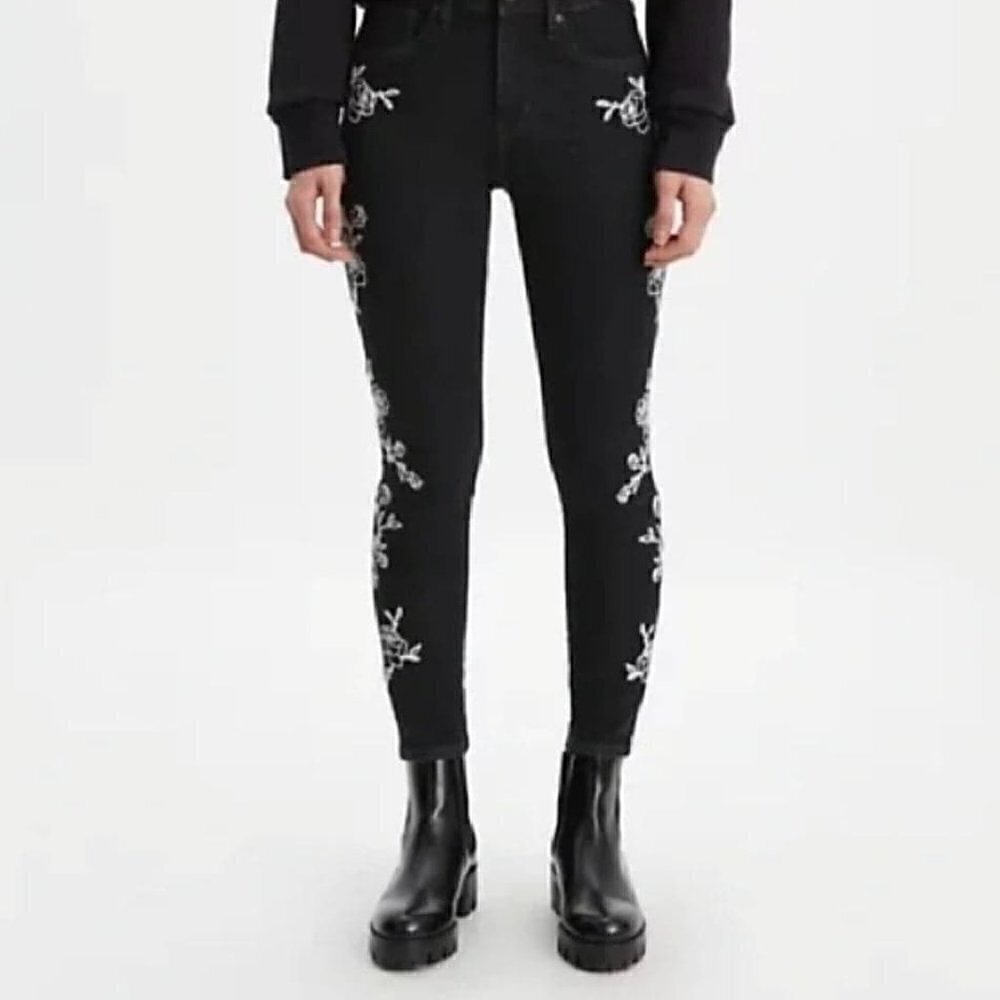 Levi's Premium 721 High Rise Embroidered Ankle Skinny Jeans #8 Size 27